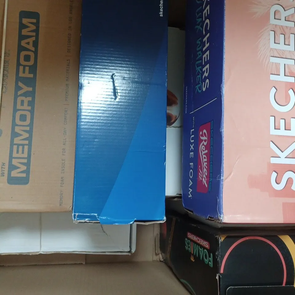 BOX OF APPROXIMATELY 8 PAIRS OF SHOES IN VARIOUS STYLES, SIZES, AND COLOURS