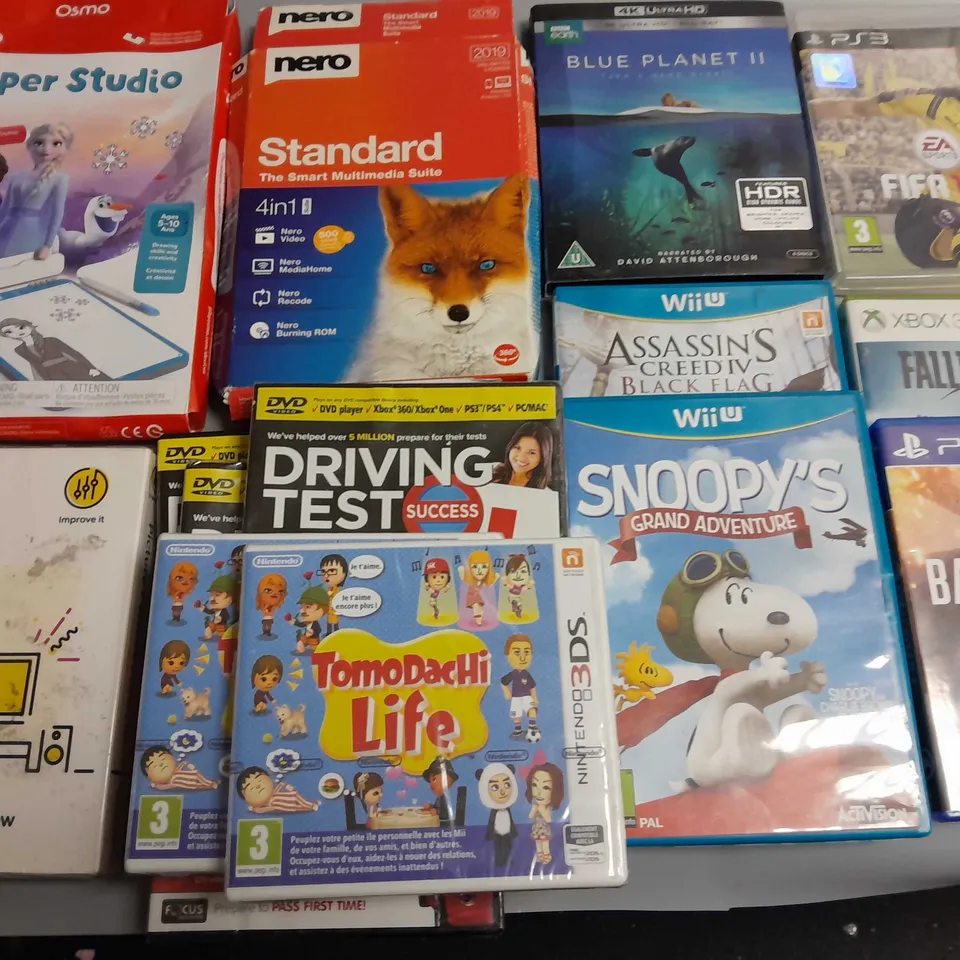 LOT OF 14 ASSORTED MEDIA ITEMS TO INCLUDEBATTLEFIELD 1 PS4, BLUE PLANET BLUE-RAY AND PICTURE PERFECT HD