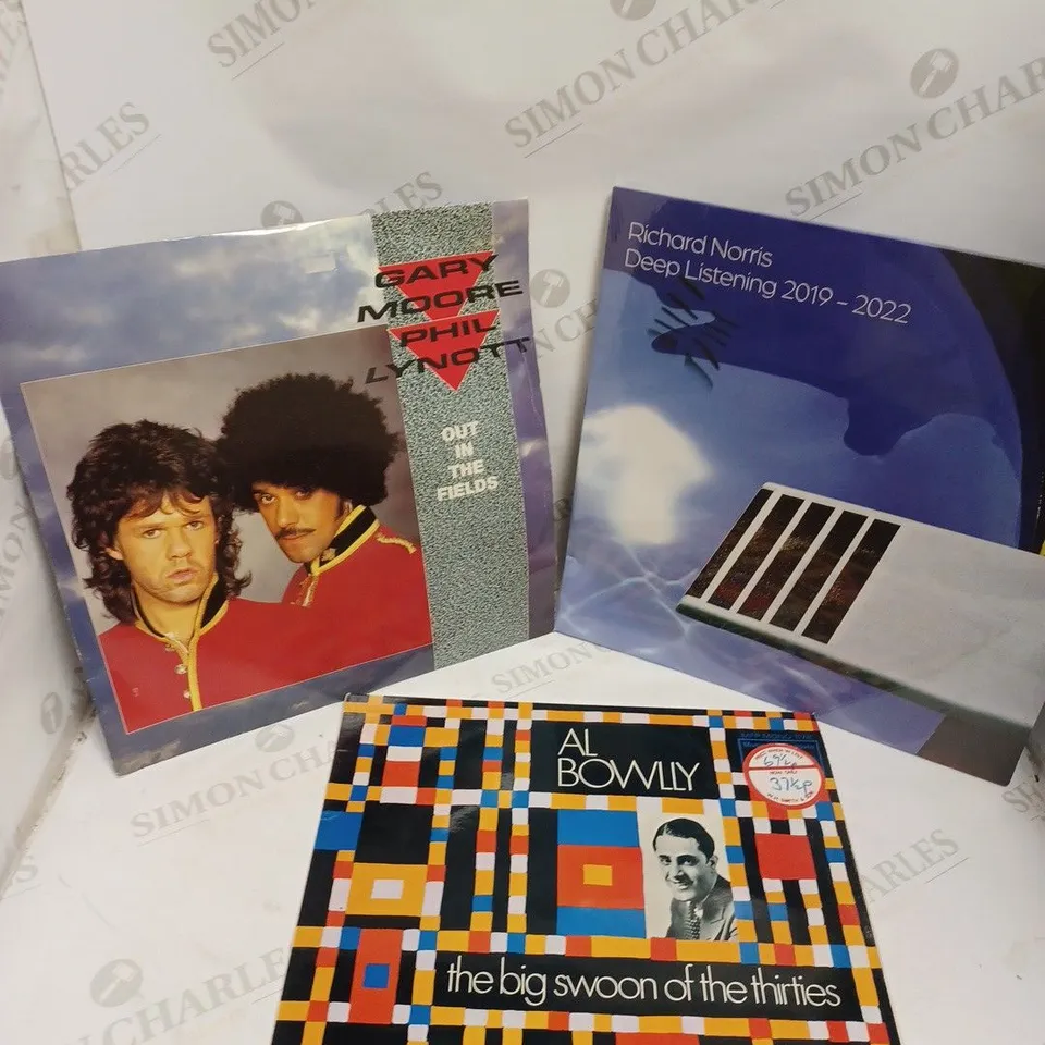 BOX OF APPROXIMATELY 20 ASSORTED VINYL RECORDS FROM VARIOUS ARTISTS TO INCLUDE AL BOWLLY, BIG BEAT, ABBA ETC