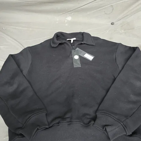 THE COUTURE CLUB LAUNDERED CLASSICS POLO SWEATSHIRT – BLACK SIZE M 