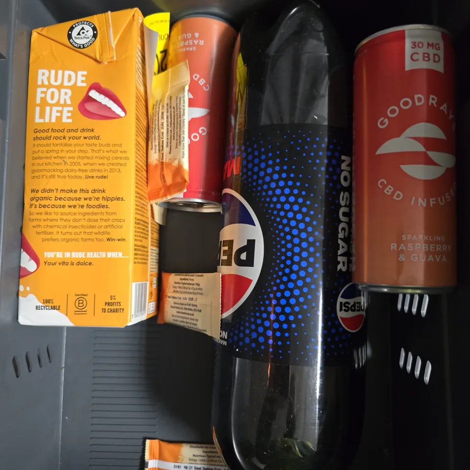 APPROXIMATELY 10 ASSORTED FOOD/DRINK PRODUCTS TO INCLUDE MILLAC GOLD, RUDE HEALTH ALMOND DRINK, TONY'S CHOCOLATE BAR ETC 