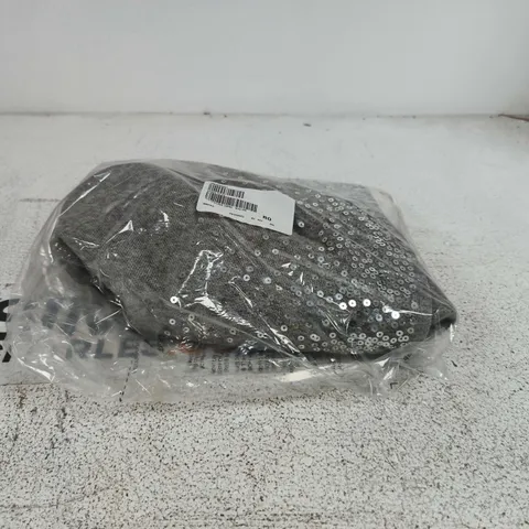 APRICOT SEQUIN EDGE CARDIGAN GREY 2XL