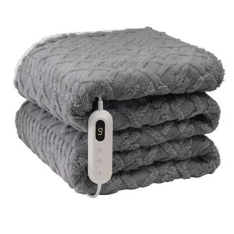 BOXED NEO GREY ELECTRIC CABLE KNIT HEATED THROW BLANKET