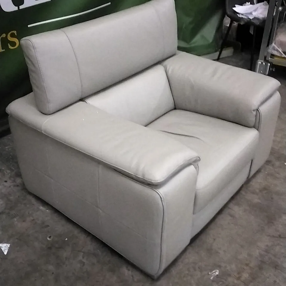 QUALITY ITALIAN DESIGNER MELO MAXI ARMCHAIR LIGHT GREY LEATHER