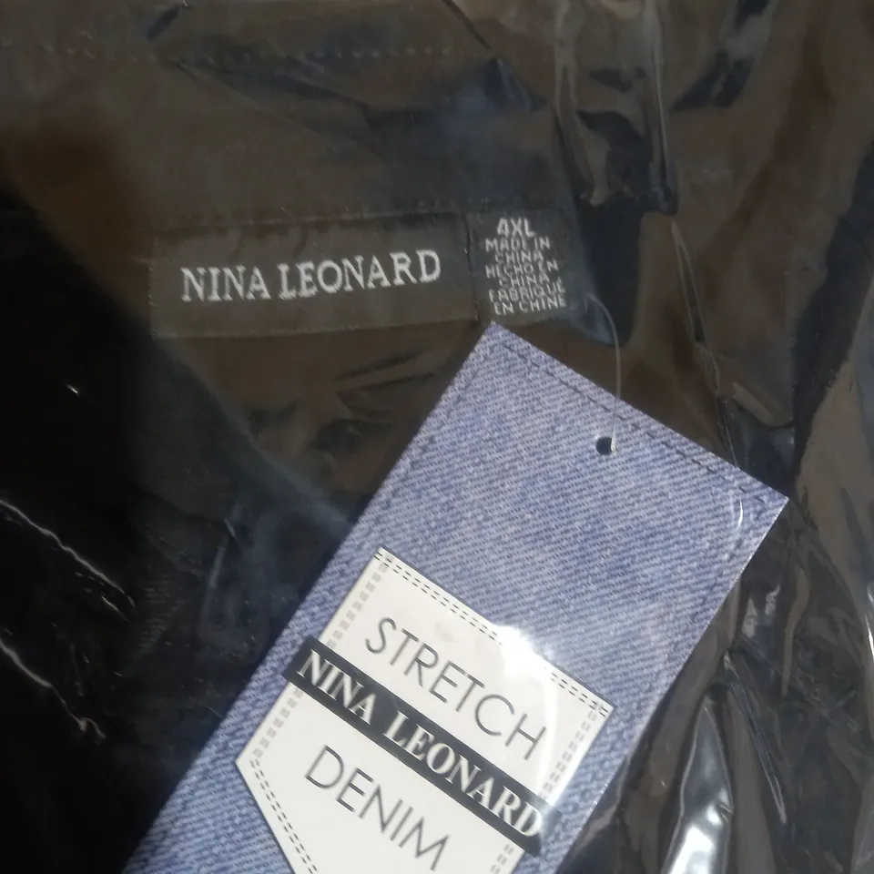 3 X BRAND NEW ELBOW SLEEVE BUTTON UP STRETCH DENIM DRESS BY NINA LEONARD BLACK 4XL