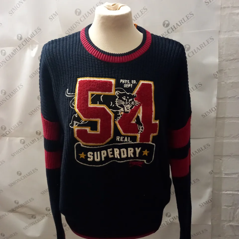SUPERDRY VARSITY RIBBED JUMPER SIZE 12