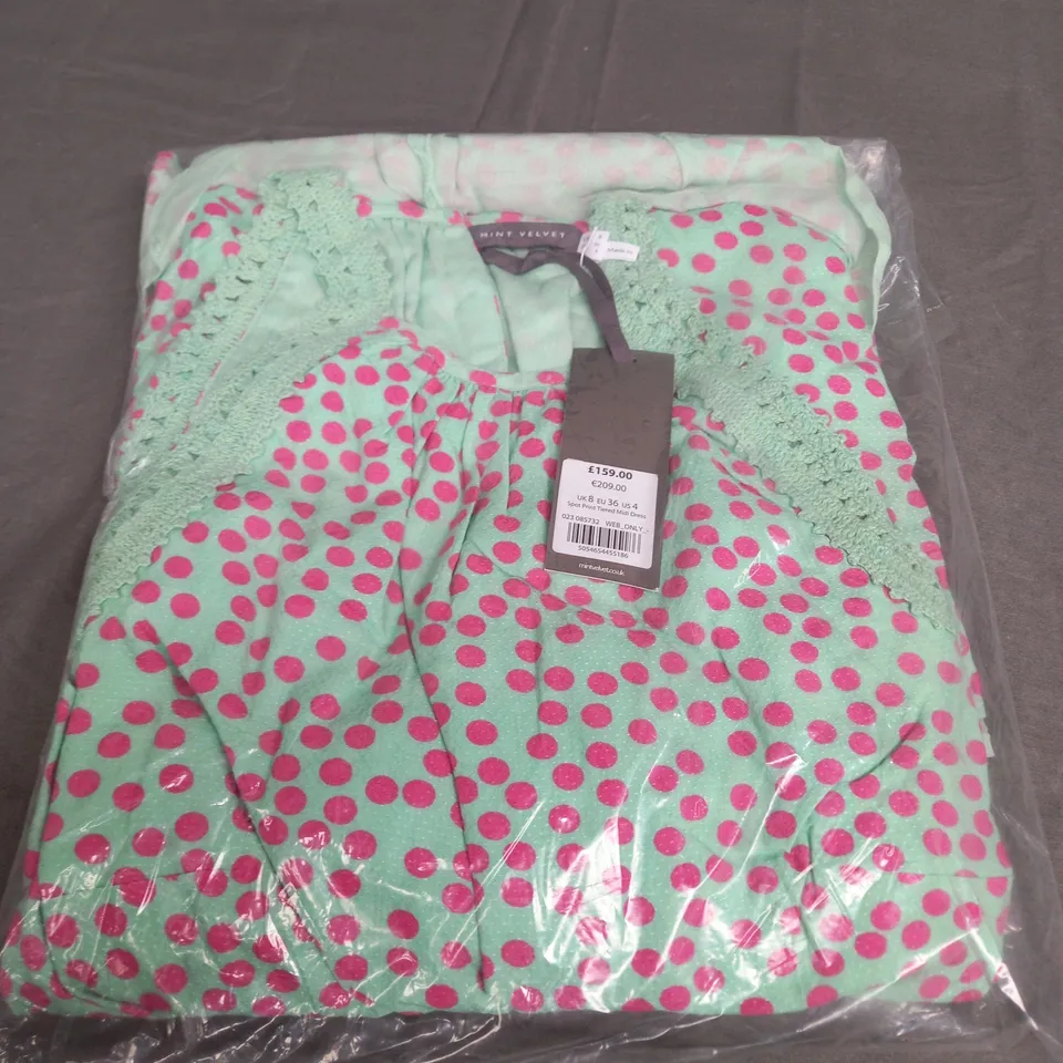SEALED MINT VELVET SPOT PRINT TIERED MIDI DRESS - UK 8 
