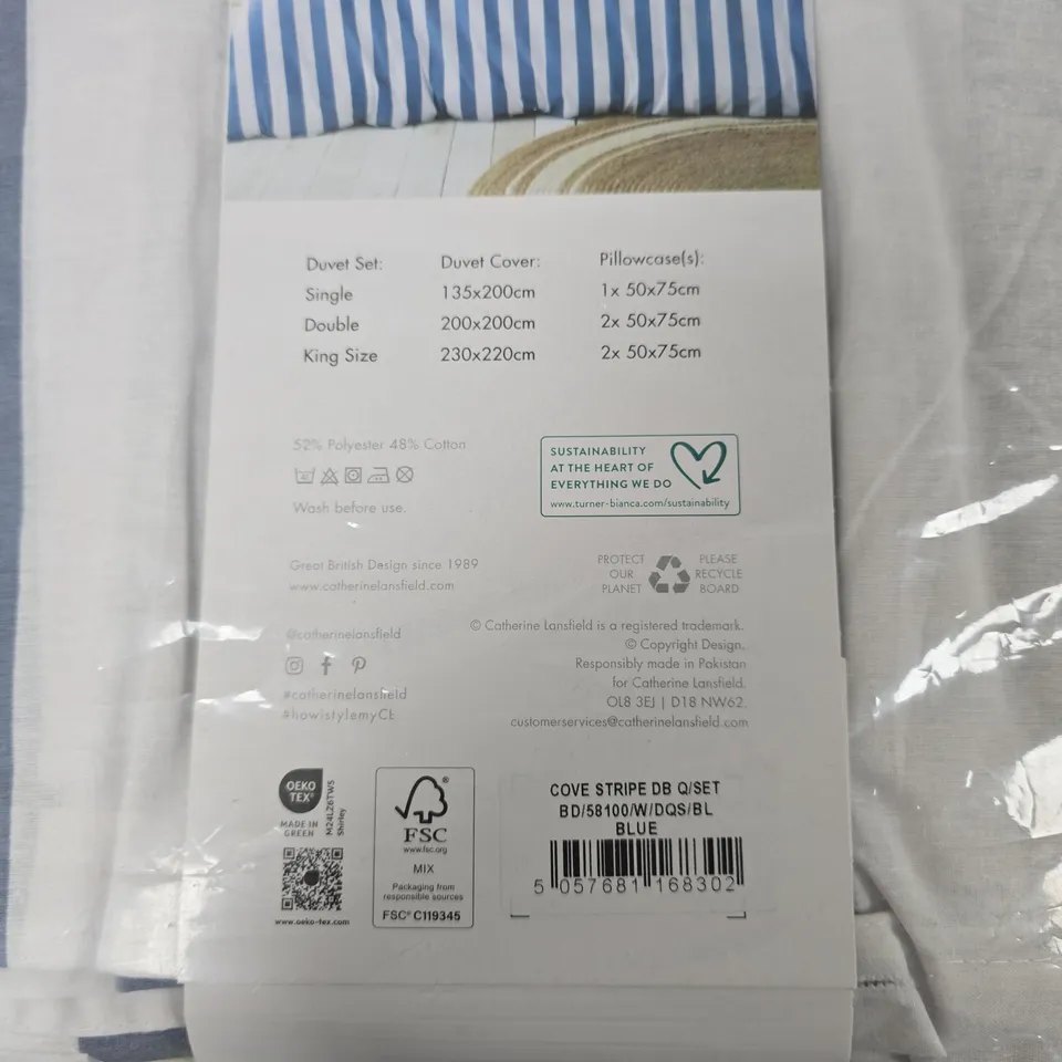 CATHERINE LANSFIELD COVE STRIPE DUVET SET – BLUE & WHITE STRIPE