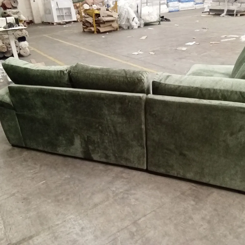 SALERNO STANDARD BACK FABRIC LEFT HAND CORNER CHAISE SOFA - GREEN RRP £899