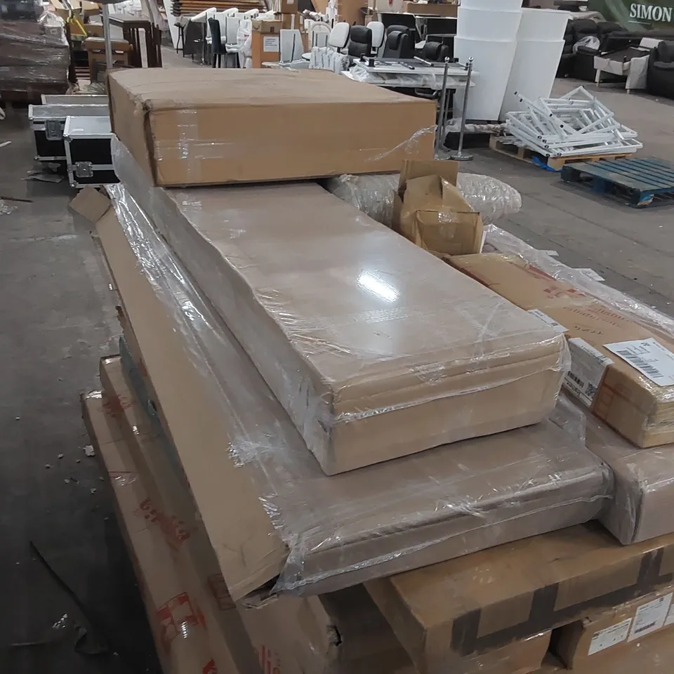 PALLET TO CONTAIN A LARGE ASSORTMENT OF DESIGNER FURNITURE PARTS - MIX OF BRAND NEW AND RETURNED ITEMS