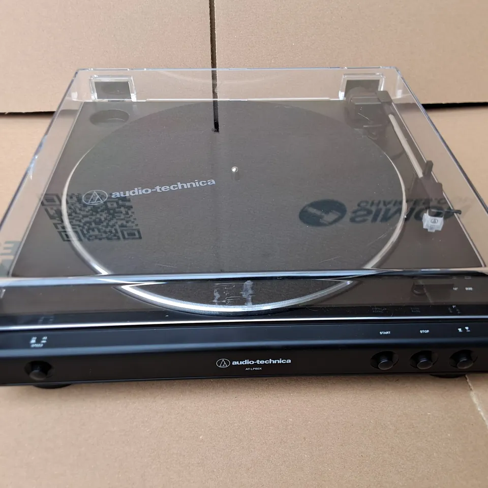 BOXED AUDIO TECHNICAL AT-LP60X AUTOMATIC BELT DRIVE TURNTABLE - BLACK
