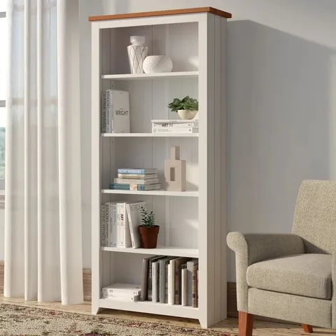 BOXED KATALINA WHITE 5 SHELF TALL BOOKCASE (1 BOX)