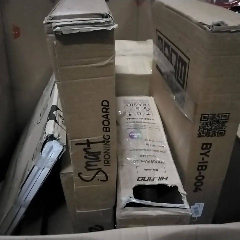 PALLET CONTAINING ASSORTED PRODUCTS INCLUDING FULL LENGTH MIRROR, TOILET SAFETY RAIL, BADMINTON RACKET, SLIMLINE HEATER & MATTRESS