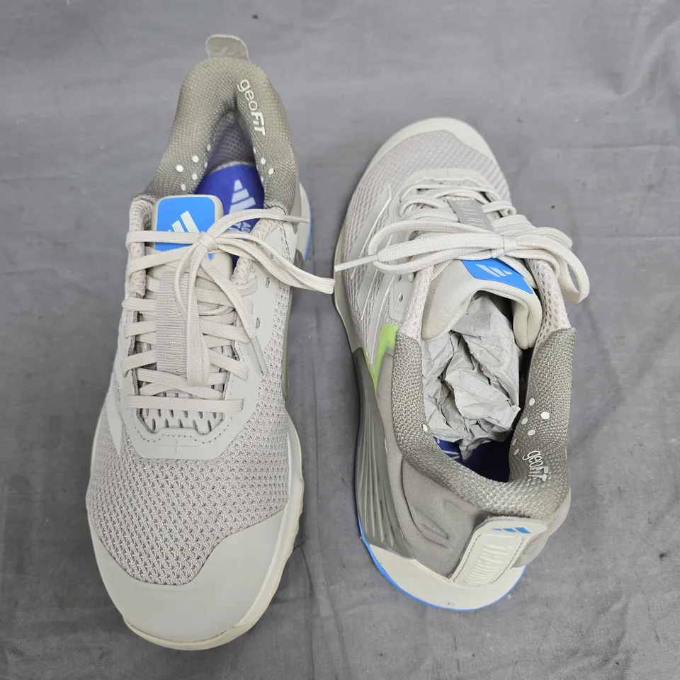 PAIR OF ADIDAS TRAXION TRAINERS NATURAL - UK 8