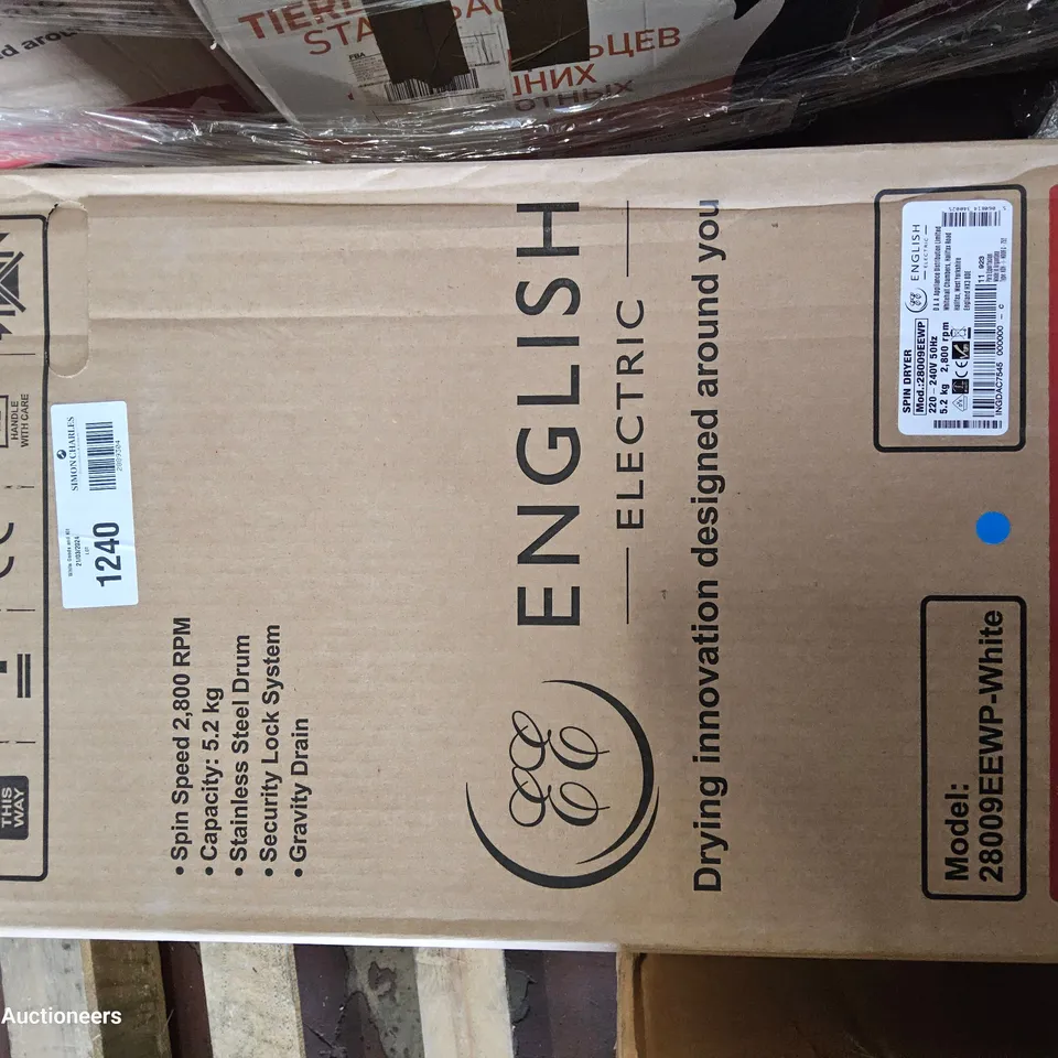 BOXED ENGLISH ELECTRIC SPIN DRYER Model 28009EEWP WHITE