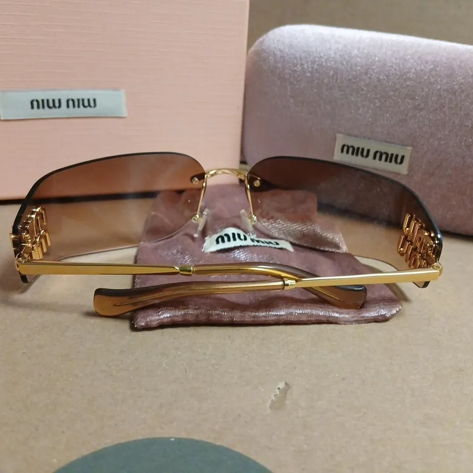 MIU MIU SUNGLASSES – BROWN GRADIENT LENSES, GOLD-TONE FRAME
