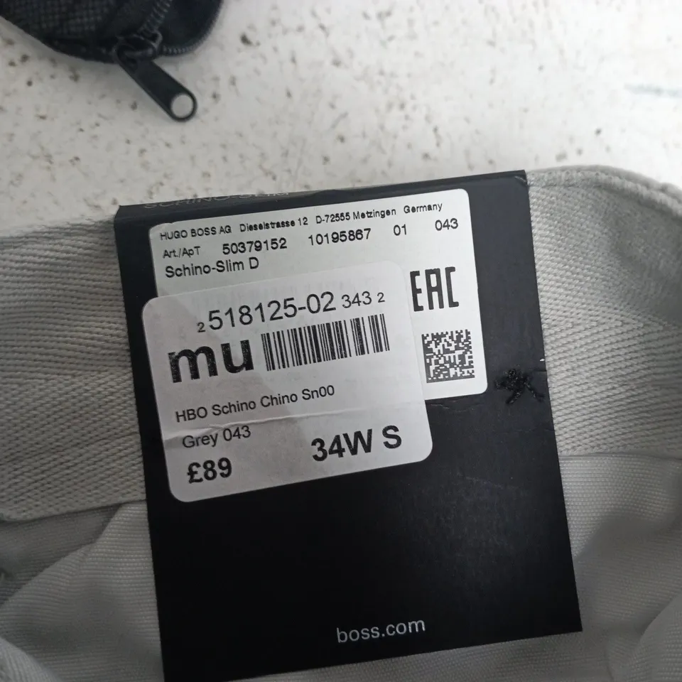 HUGO BOSS SLIM FIT CHINOS – GREY, UK 34W SHORT