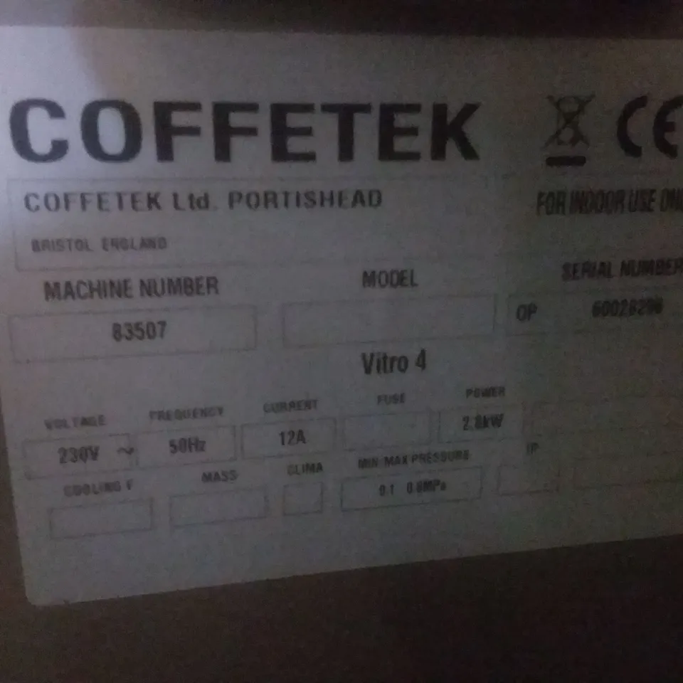 COFFETEK VITRO 4 COFFEE MACHINE