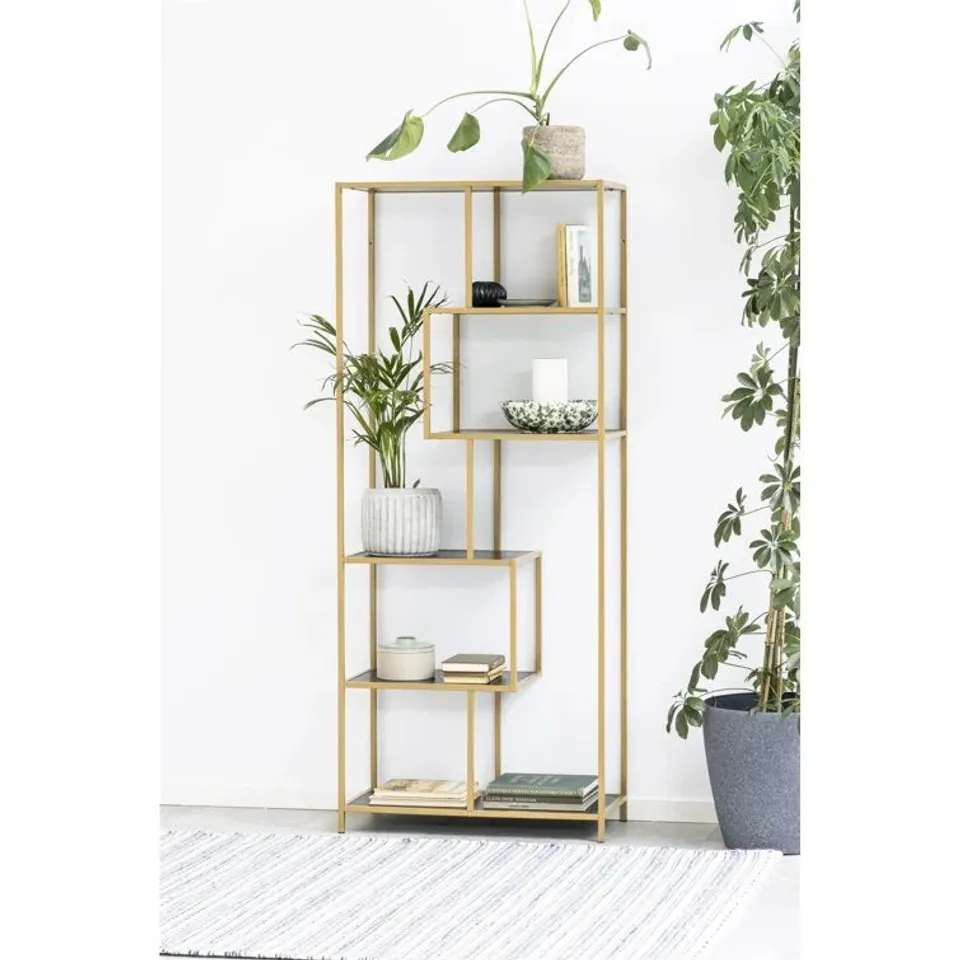 BOXED ROMILDA 77CM W METAL ETAGERE BOOKCASE (1 BOX)