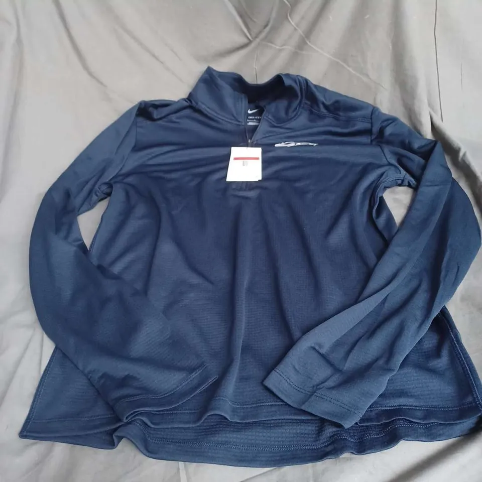 NIKE MENS DRI-FIT FOOTBALL 1/4 ZIP TOP IN NAVY SIZE L 