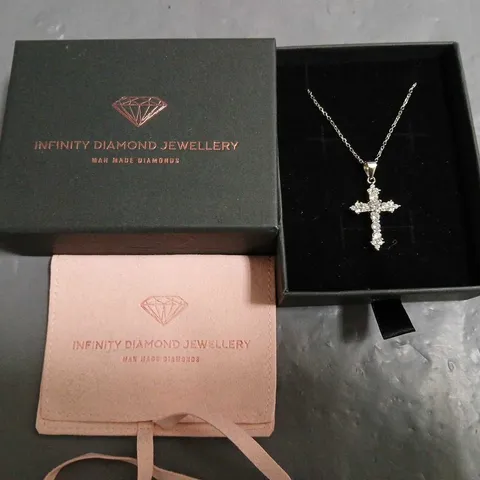 BOXED INFINITY DIAMOND JEWELLERY CRUCIFIX NECKLACE - S925 STAMP