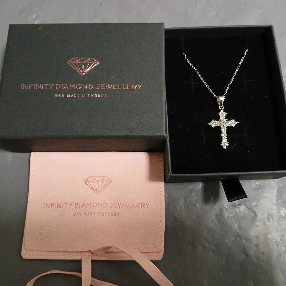 BOXED INFINITY DIAMOND JEWELLERY CRUCIFIX NECKLACE - S925 STAMP