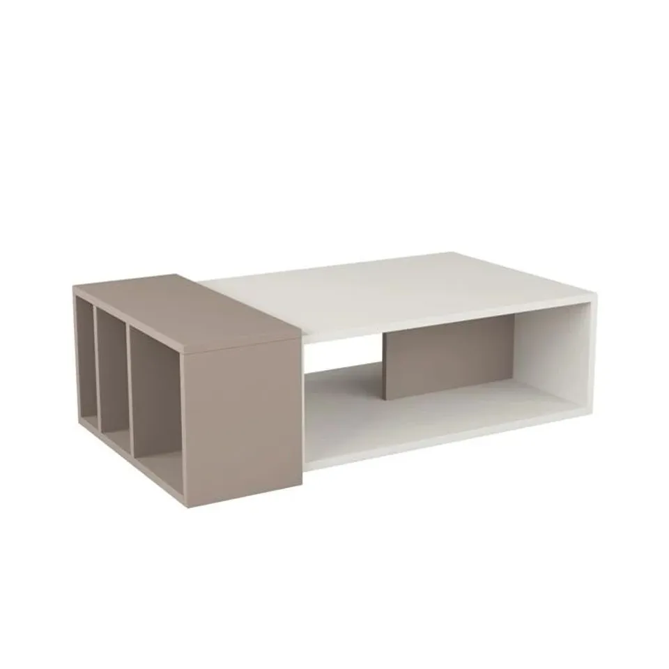BOXED ANITA COFFEE TABLE  -WHITE/LIGHT MOCHA-