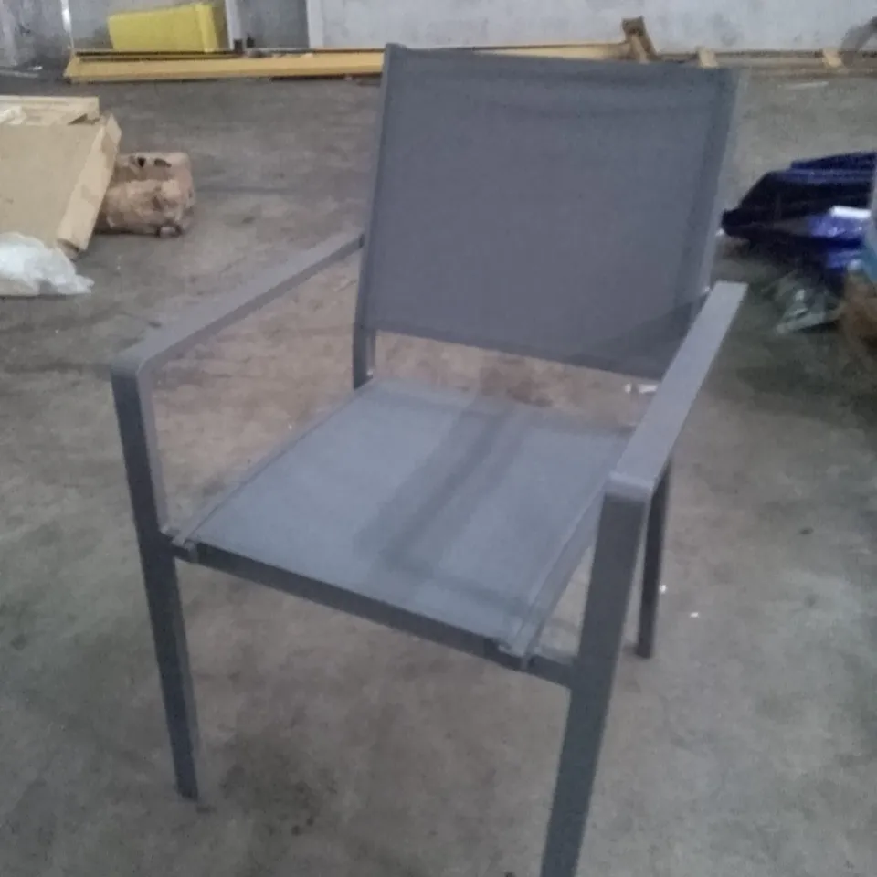 GREY METAL GARDEN ARMCHAIR 