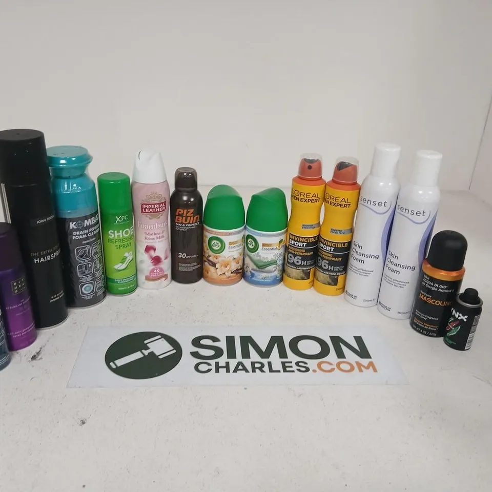 APPROXIMATELY 28 ASSORTED AEROSOLS TO INCLUDE; ASSORTED HEALTH & BEAUTY LOT: HAIRCARE, SKIN CARE, DEODORANTS & FRAGRANCES