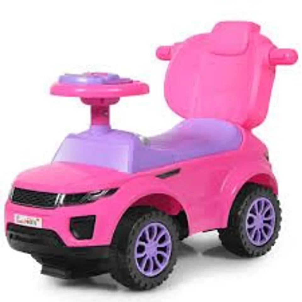 BOXED COSTWAY 3 IN 1 RIDE ON PUSH CAR PUSHING CAR TOY MEGA CAR CONVERTIBLE BABY STROLLER - PINK