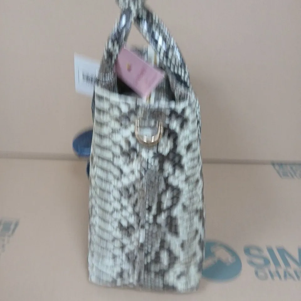 LA MAREY SNAKEPRINT LEATHER TOTE BAG 