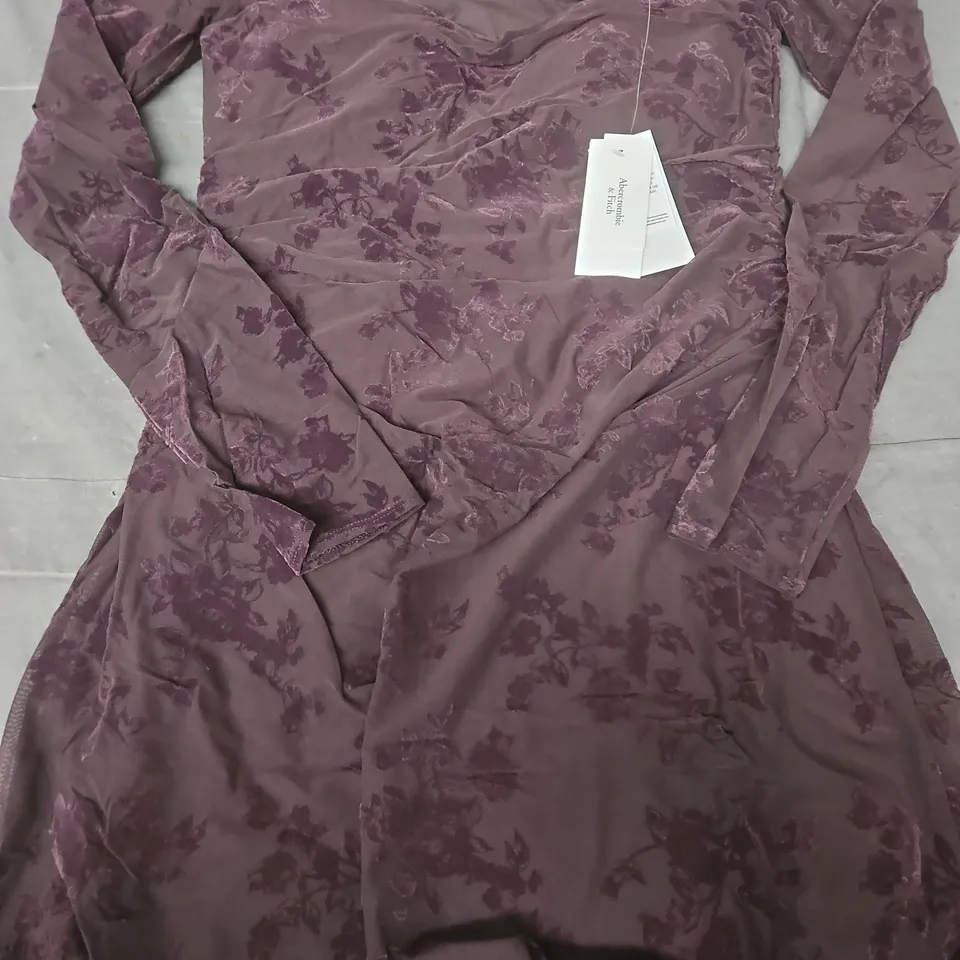 ABERCROMBIE & FITCH LONG SLEEVE MINI DRESS IN BROWN SIZE XS