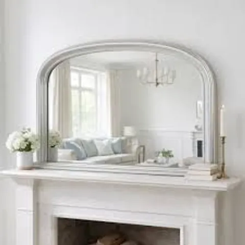 BOXED YEARN YG310 OVERMANTLE MIRROR SILVER LEAF 112cm x 77cm