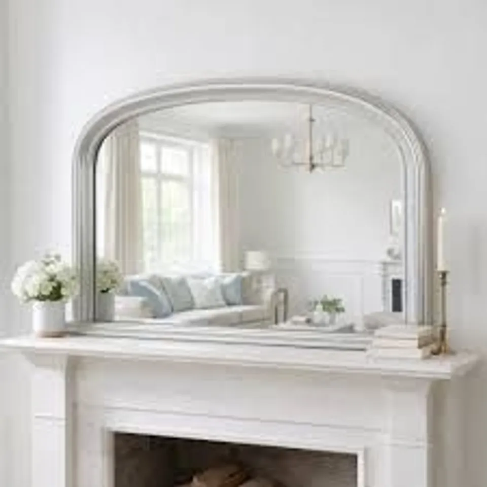 BOXED YEARN YG310 OVERMANTLE MIRROR SILVER LEAF 112cm x 77cm