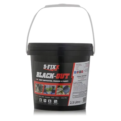 S-FIXX EVERGREEN 3 IN 1 RUST COVERTER, PRIMER AND PAINT IN BLACK 2.5L