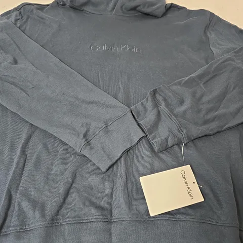 CALVIN KLEIN HOODIE JUMPER, NAVY BLUE - SIZE M