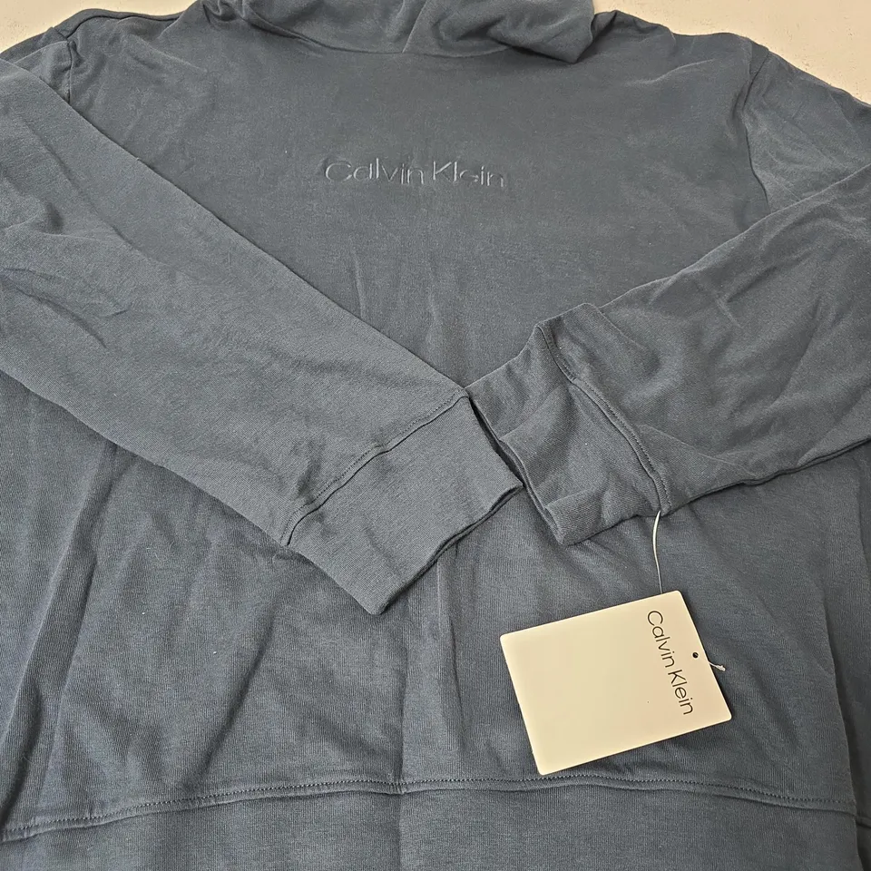 CALVIN KLEIN HOODIE JUMPER, NAVY BLUE - SIZE M