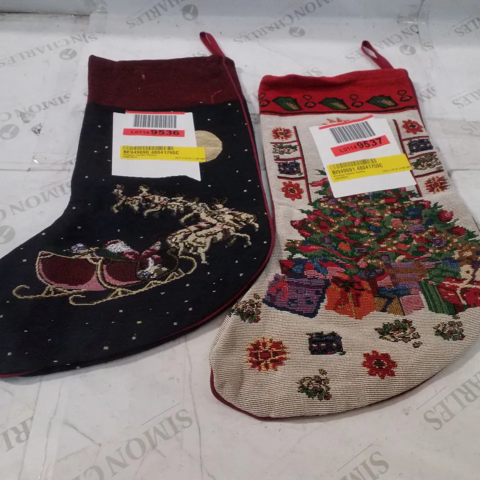 SET OF 2 CHRISTMAS TAPESTRY STOCKINGS