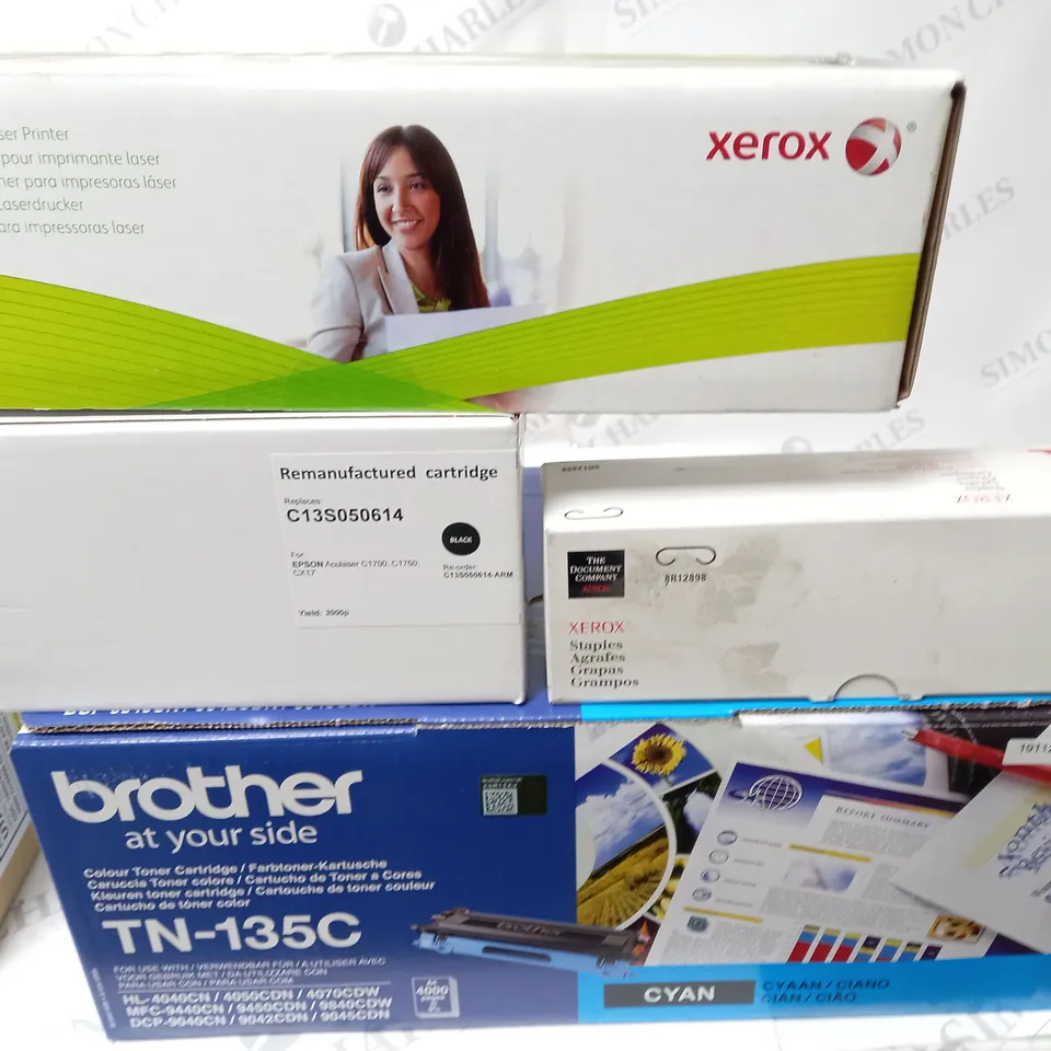LOT OF 16 ASSORTED PRINTER CARTRIDGES TO INCLUDE BROTHER, XEROX AND KATUN