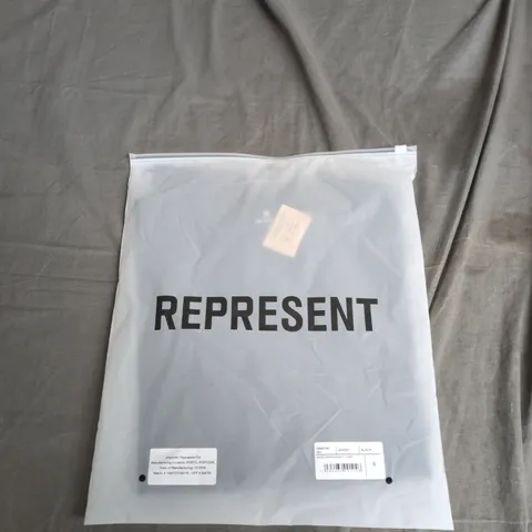 REPRESENT JERSEY BLACK INITIAL OVERSIZED BOXY T‑SHIRT – SIZE S