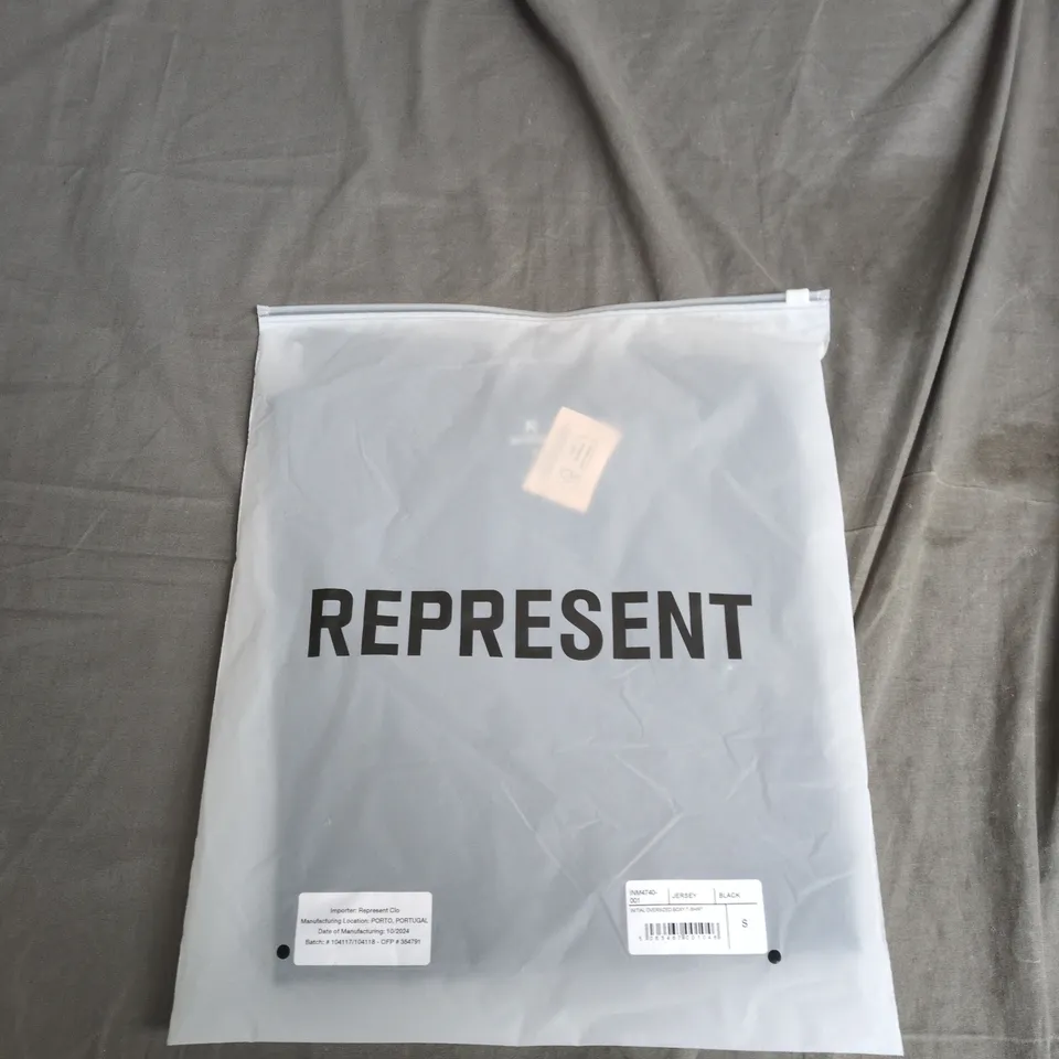 REPRESENT JERSEY BLACK INITIAL OVERSIZED BOXY T‑SHIRT – SIZE S