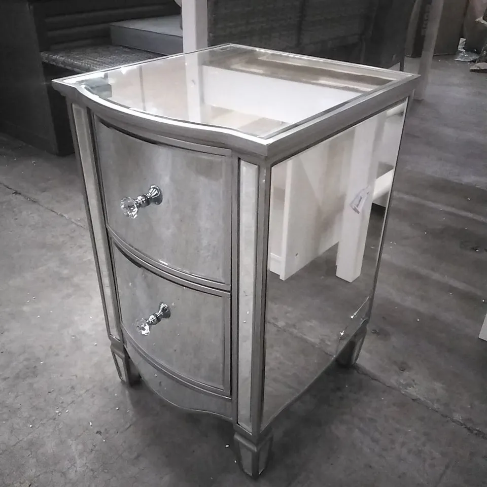 BENNET MIRRORED 2 DRAWER BEDSIDE TABLE
