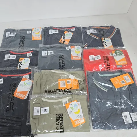 LOT OF 10 ASSORTED BRAND NEW REGATTA T-SHIRTS & IN VARIOUS STYLES, COLOURS AND SIZES