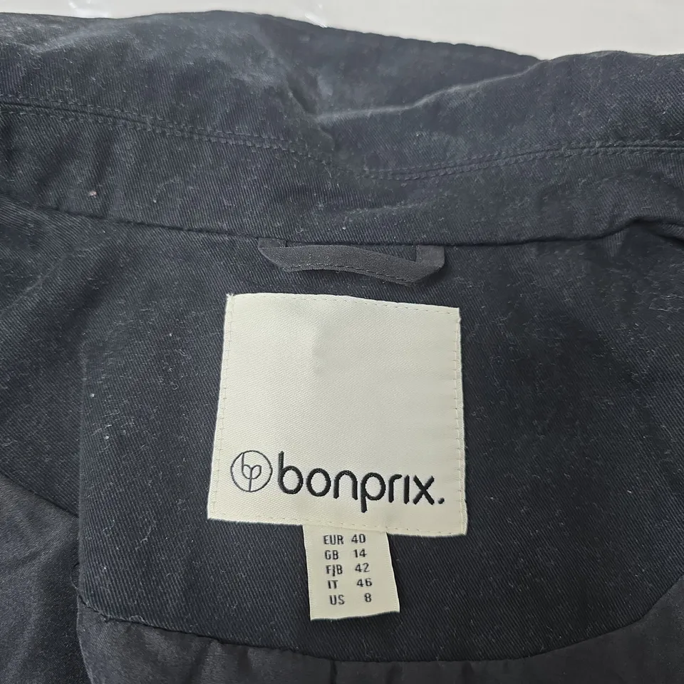 BONPRIX BLACK WOMEN'S COAT – UK 14 (EUR 40) LONGLINE