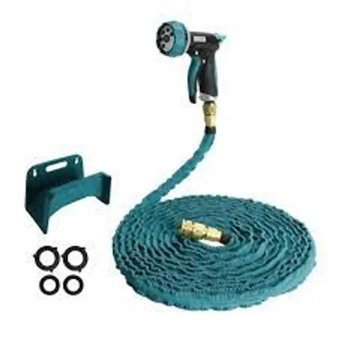 GRUMPY GARDENER REINFORCED EXPANDABLE HOSE WITH ACCESSORIES 100FT TEAL
