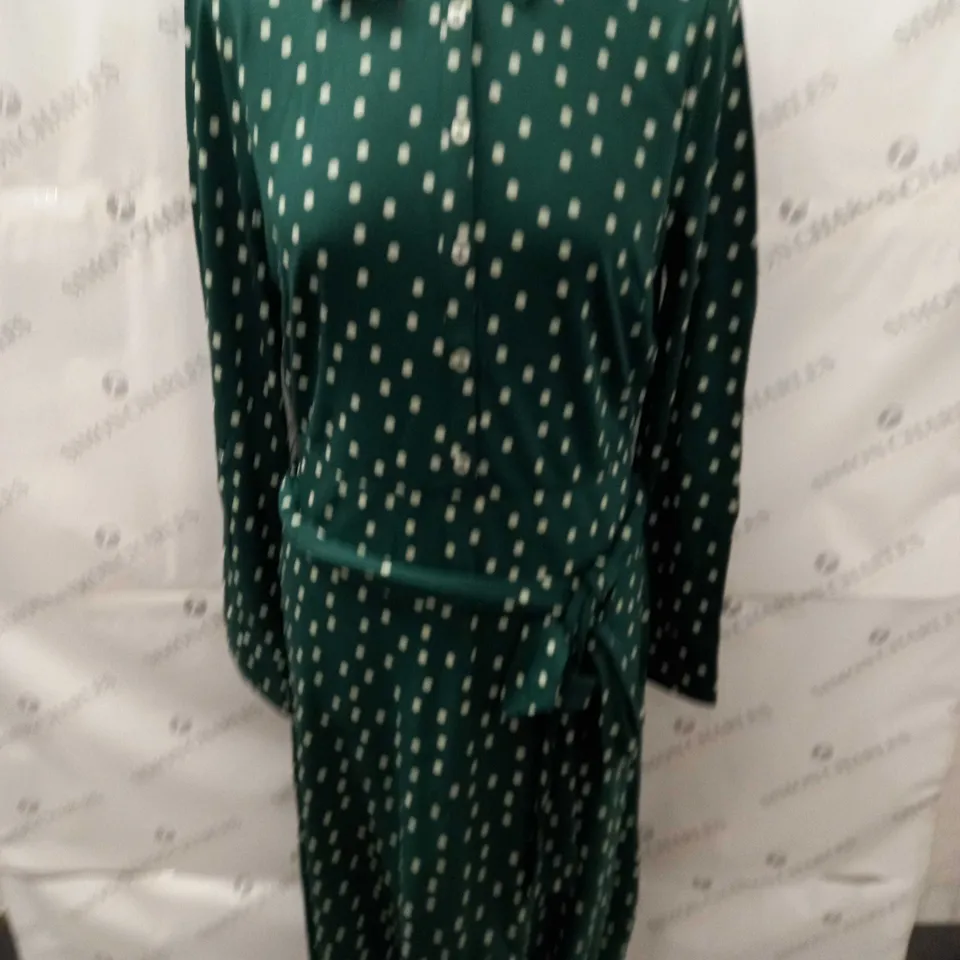 BODEN GREEN POLKA SLEEVED DRESS - UK 12 R