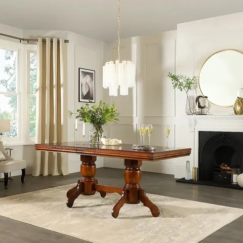 BOXED CHATSWORTH DARK WOOD 150-180CM EXTENDING DINING TABLE - 2 BOXES