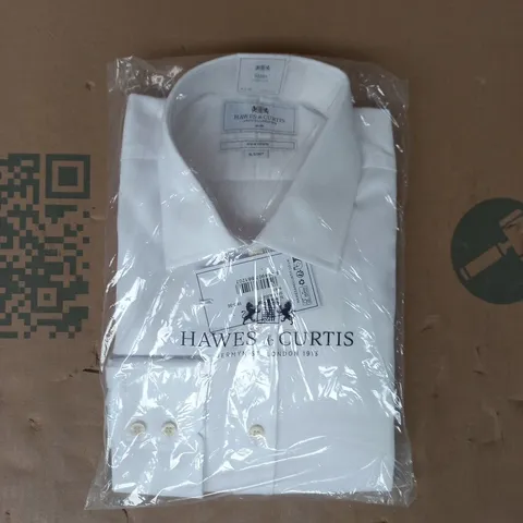 BAGGED HAWES & CURTIS SLIM SINGLE CUFF SHIRT IN WHITE SIZE 16.5/36"