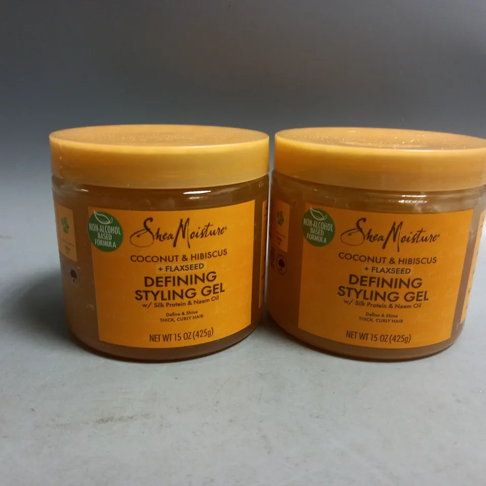 2 SHEA MOISTURE COCONUT & HIBISCUS + FLAXSEED DEFINING STYLING GEL 425g 