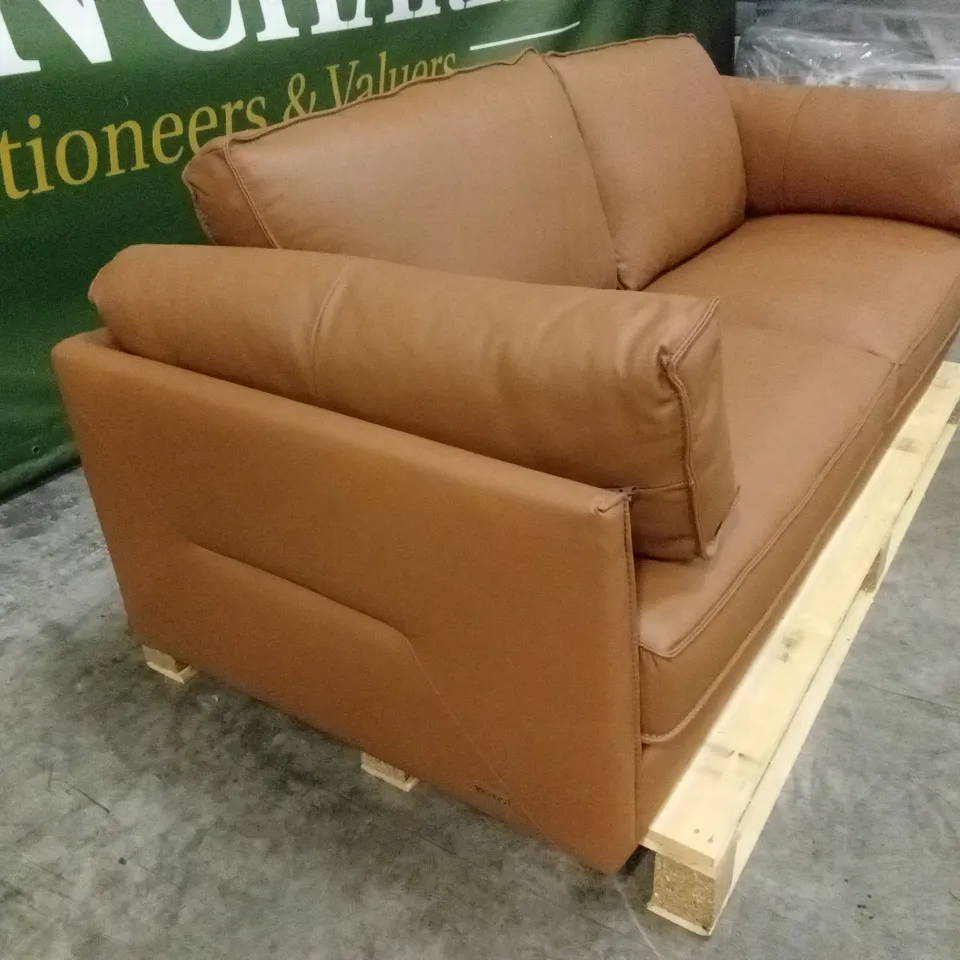 SASHA 3 SEATER LEATHER/FAUX LEATHER SOFA - TAN RRP £1199
